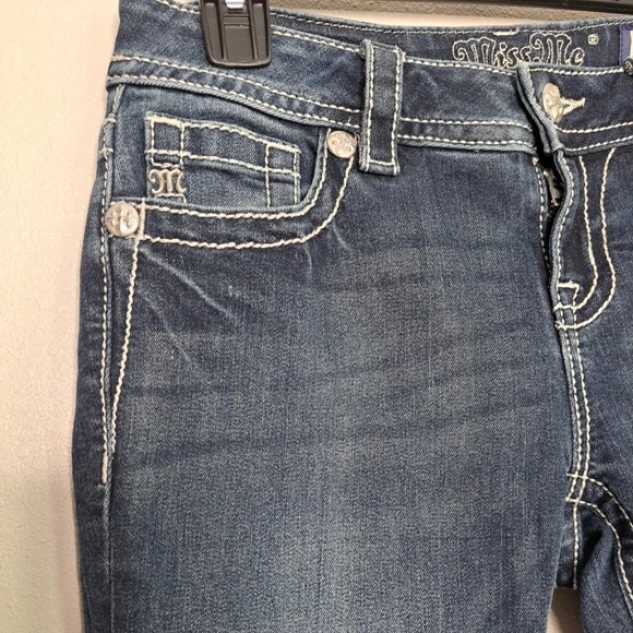 Miss Me Jeans Womens Standard Skinny Straight Leg Mid Rise Blue Sz 27 Inseam 28 - Picture 3 of 15